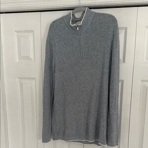 Gray Zip Up Sweater with Fine Knit Texture